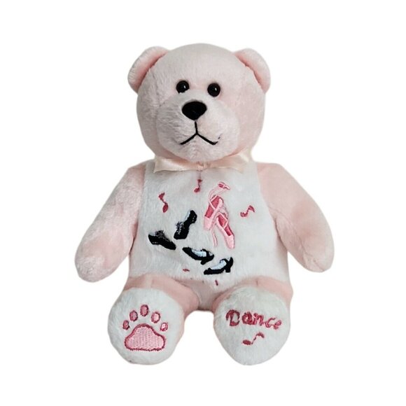 Beary Thoughtful Pink Beanie Dance Teddy Bear 9" Plush Stuffed Animal Embroidery - Picture 1 of 11